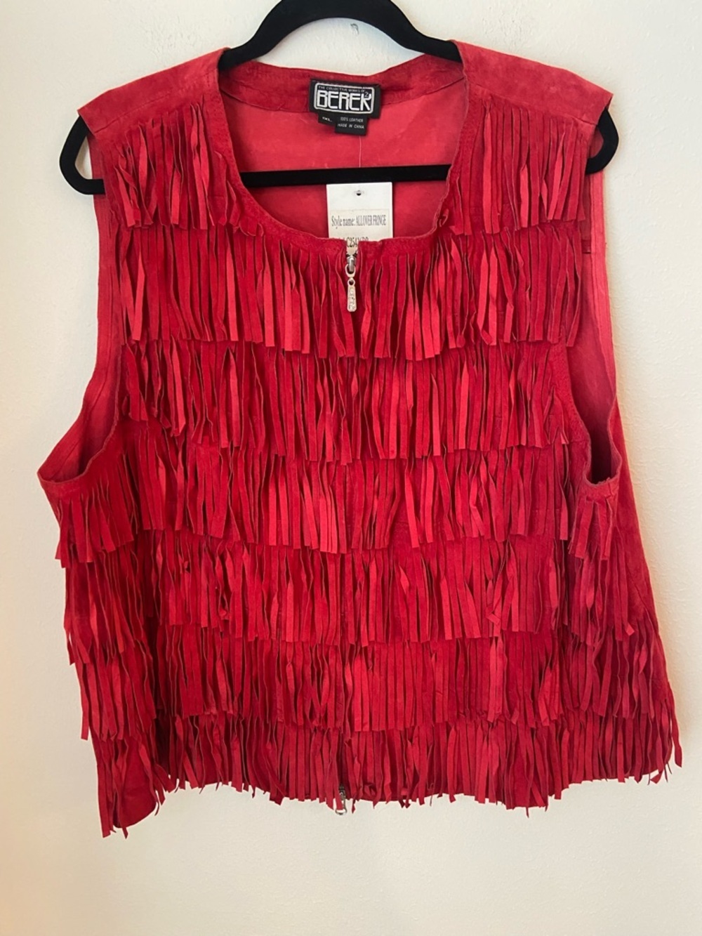 berek Red Suede Fringe Vest